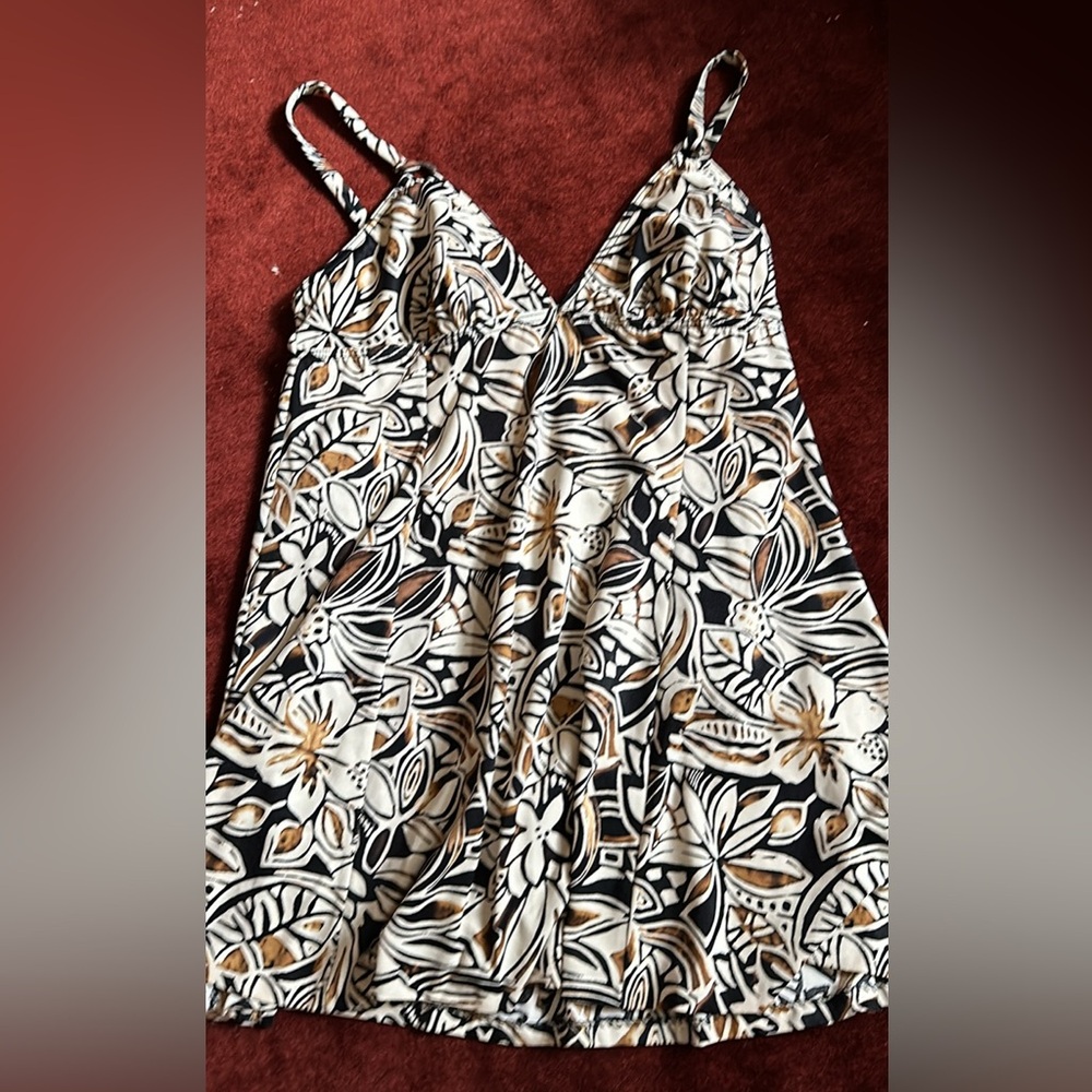 Women’s brown floral swim top - like new!